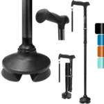 Rehaescort Adjustable Folding Walking Cane,Lightweight Heavy Duty Sticks Pivot Tip for Men and Women,Black