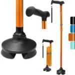 Rehaescort Adjustable Folding Walking Cane,Lightweight Heavy Duty Sticks Pivot Tip for Men and Women,Brown