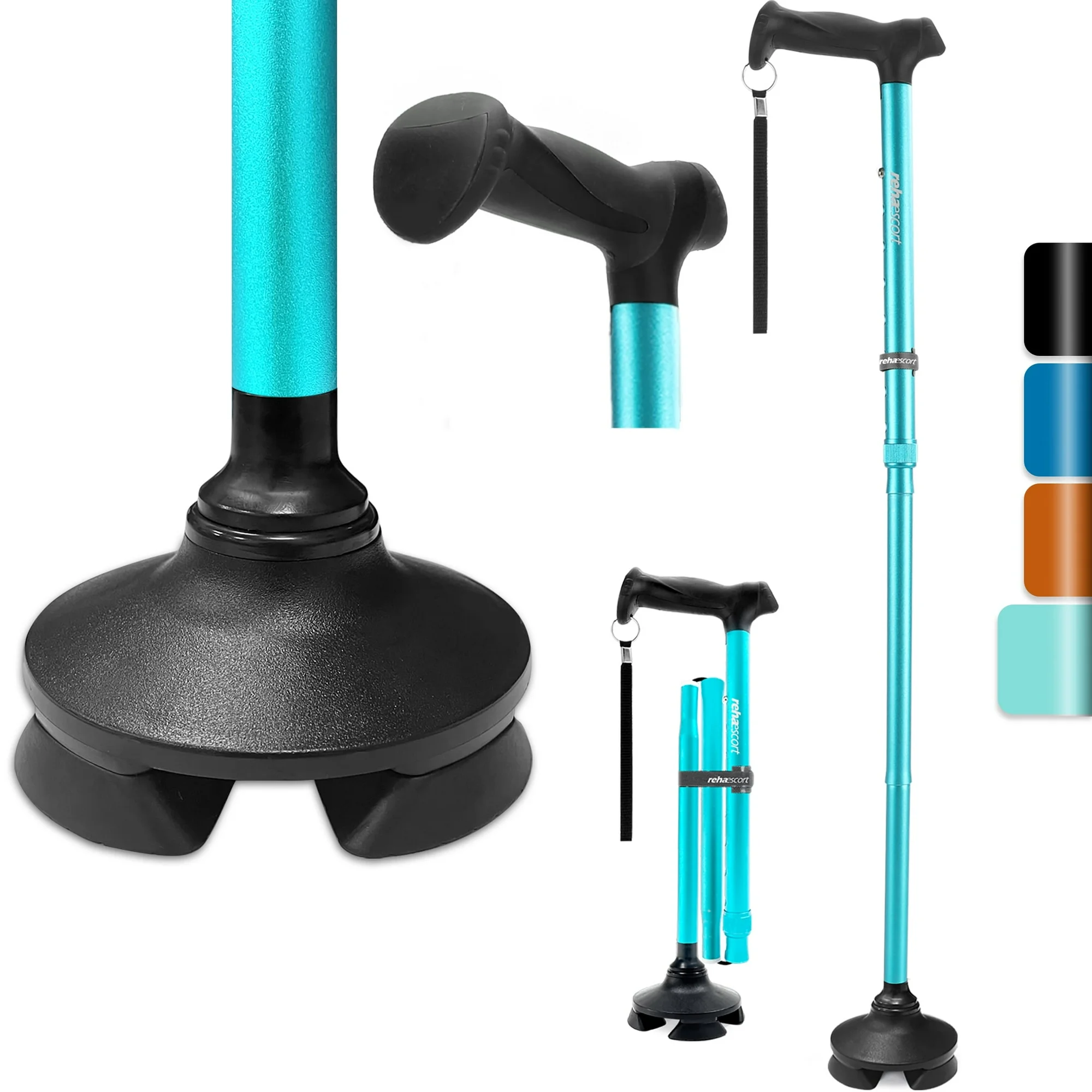 1 Rehaescort Adjustable Folding Walking Cane,Lightweight Heavy Duty Sticks Pivot Tip for Men and Women,Indigo - Image 1