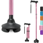 Rehaescort Walking Cane with Travel Bag for Aldult,Adjustable Walking Sticks,Hiking Sticks Lightweight Pivot Tip for Men and Women,Pink