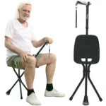 REHAND Walking Canes with Seat 350 LB Capacity,Lightweight Foldable Adjustable Aluminum Walking Stick Chair for Men & Women Seniors,Black