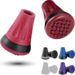 Rehand 2PCS Cane Tips and Crutch Tips Red,3/4 Inch All Terrain Tip for Cane & Crutch,Rubber Replacement Foot Pad,0.75 Inch Cane Tips Heavy Duty