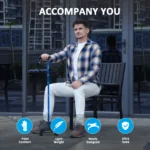 REHAND Adjustable Foldable Quad Cane,Lightweight Walking Cane for Men & Women with 4-Pronged Base for Extra Balance & Stability,Blue - Image 2