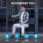 REHAND Adjustable Foldable Quad Cane,Lightweight Walking Cane for Men & Women with 4-Pronged Base for Extra Balance & Stability,Purple - Image 2