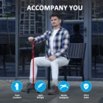 REHAND Adjustable Foldable Quad Cane,Lightweight Walking Cane for Men & Women with 4-Pronged Base for Extra Balance & Stability,Red - Image 2