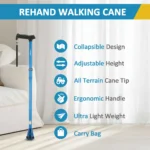 REHAND Walking Canes for Women & Men,Foldable Adjustable Collapsible Walking Stick for Seniors,Pivoting,Blue - Image 2