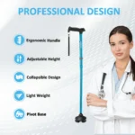 Rehaescort Adjustable Folding Walking Cane,Lightweight Heavy Duty Sticks Pivot Tip for Men and Women,Blue - Image 2