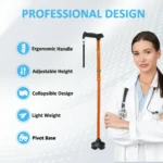 Rehaescort Adjustable Folding Walking Cane,Lightweight Heavy Duty Sticks Pivot Tip for Men and Women,Brown - Image 2