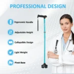Rehaescort Adjustable Folding Walking Cane,Lightweight Heavy Duty Sticks Pivot Tip for Men and Women,Indigo - Image 2