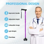Rehaescort Walking Cane with Travel Bag for Aldult,Adjustable Walking Sticks,Hiking Sticks Lightweight Pivot Tip for Men and Women,Purple - Image 2
