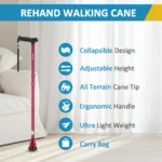 REHAND Foldable Walking Canes,Adjustable Height | Lightweight & Durable | Heavy Duty Walking Cane for Seniors Women & Men,Red - Image 2