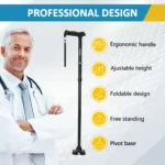 REHAND Adjustable Walking Cane,Lightweight Folding Walking Stick with for Men & Women,Seniors & Adults,Collapsible,Heavy Duty,Black - Image 2