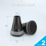 Rehand 2PCS Cane Tips and Crutch Tips Black,3/4 Inch All Terrain Tip for Cane & Crutch,Rubber Replacement Foot Pad,0.75 Inch Cane Tips Heavy Duty - Image 3