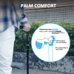 REHAND Adjustable Foldable Quad Cane,Lightweight Walking Cane for Men & Women with 4-Pronged Base for Extra Balance & Stability,Black - Image 3