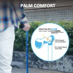 REHAND Adjustable Foldable Quad Cane,Lightweight Walking Cane for Men & Women with 4-Pronged Base for Extra Balance & Stability,Blue - Image 3
