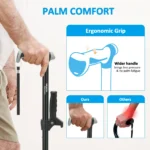 HEALTHBAZAAR Quad Cane Walking Cane for Women & Men for Balance Stability Adjustable Lightweight Walking Stick Black - Image 3