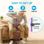 HEALTHBAZAAR Quad Cane Walking Cane for Women & Men for Balance Stability Adjustable Lightweight Walking Stick Purple - Image 3