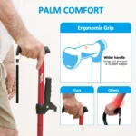 HEALTHBAZAAR Quad Cane Walking Cane for Women & Men for Balance Stability Adjustable Lightweight Walking Stick Red - Image 3