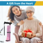 REHAND Foldable Walking Canes,Adjustable Height | Lightweight & Durable | Heavy Duty Walking Cane for Seniors Women & Men,Pink - Image 3