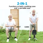 REHAND Walking Canes with Seat 350 LB Capacity,Lightweight Foldable Adjustable Aluminum Walking Stick Chair for Men & Women Seniors,Black - Image 3