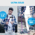 REHAND Adjustable Foldable Quad Cane,Lightweight Walking Cane for Men & Women with 4-Pronged Base for Extra Balance & Stability,Purple - Image 4