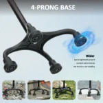 HEALTHBAZAAR Quad Cane Walking Cane for Women & Men for Balance Stability Adjustable Lightweight Walking Stick Black - Image 4