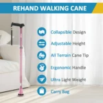 REHAND Foldable Walking Canes,Adjustable Height | Lightweight & Durable | Heavy Duty Walking Cane for Seniors Women & Men,Pink - Image 4