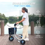 HEALTHBAZAAR 3 Wheels Rollator Walker,Foldable Walker with Detachable Tray and Storage Bag,Capacity 400IBS - Image 4