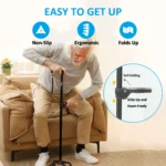 HEALTHBAZAAR Quad Cane Walking Cane for Women & Men for Balance Stability Adjustable Lightweight Walking Stick Black - Image 5