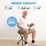 REHAND Walking Canes with Seat 350 LB Capacity,Lightweight Foldable Adjustable Aluminum Walking Stick Chair for Men & Women Seniors,Black - Image 5