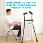 HEALTHBAZAAR Adult Forearm Crutches with Ergonomic Handles,Continuous Height Adjustment,All-Terrain Tip & Non-Slip Base,Magnetic Handle - Image 5