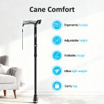 Walking Cane with LED Light, Folding Canes for Men & Women with Shock Absorption - Adjustable, Lightweight Collapsible Walking Sticks with Comfort Grip Handle, Heavy Duty All Terrain Tip - Image 2