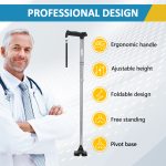 REHAND Walking Cane for Men & Women - Foldable, Adjustable, Lightweight, Self Standing Pivot Walking Cane, Soft Handle Grip, with Travel Bag, Walking Sticks for Seniors & Adults - Image 3