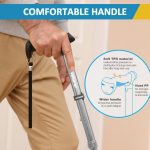 REHAND Walking Cane for Men & Women - Foldable, Adjustable, Lightweight, Self Standing Pivot Walking Cane, Soft Handle Grip, with Travel Bag, Walking Sticks for Seniors & Adults - Image 4