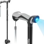 Walking Cane for Men & Women with LED Light - Self Standing Pivot Cane, Adjustable, Lightweight, Folding Walking Sticks for Seniors & Adults with Wrist Strap, Travel Bag