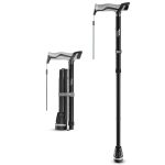 Walking Cane for Men & Women, Foldable Cane with Shock Absorption - Adjustable, Lightweight Collapsible Walking Stick for Seniors & Adults, Comfort Grip Handle, Heavy Duty All Terrain Tip
