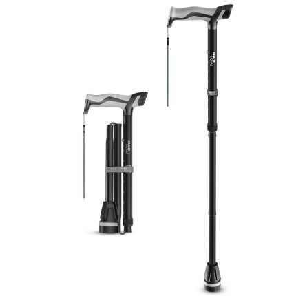 Walking Cane for Men & Women, Foldable Cane with Shock Absorption - Adjustable, Lightweight Collapsible Walking Stick for Seniors & Adults, Comfort Grip Handle, Heavy Duty All Terrain Tip