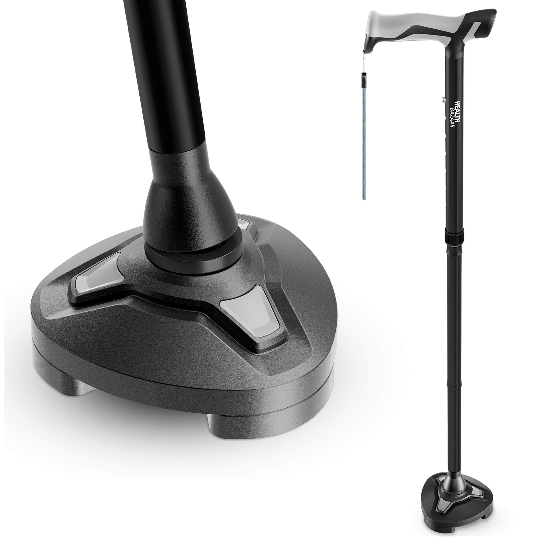 首图1.2 Walking Cane for Men & Women - Self Standing Pivot Cane, Adjustable, Foldable Walking Sticks for Seniors & Adults with Wrist Strap, Travel Bag | TRIGRIP - Image 1